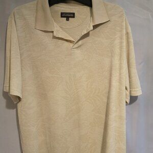 Denver Hayes Men's Size Large Beige Classic Fit Wrinkle Free Polo Shirt